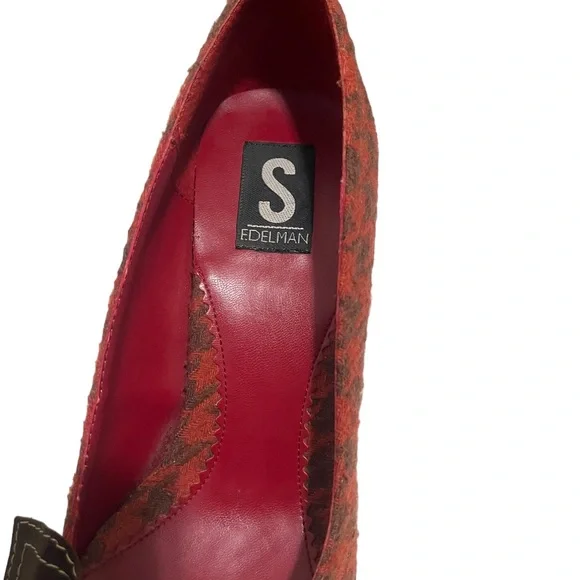 Sam Edelman, Red and Brown Women's Heels, Tweed, Size 9.5 - Picture 8 of 9
